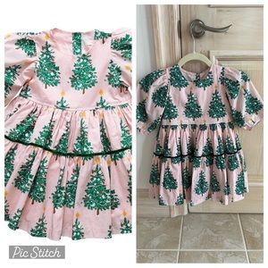 Pick Chicken Maribelle Dress - Pink Christmas Trees - 5Y